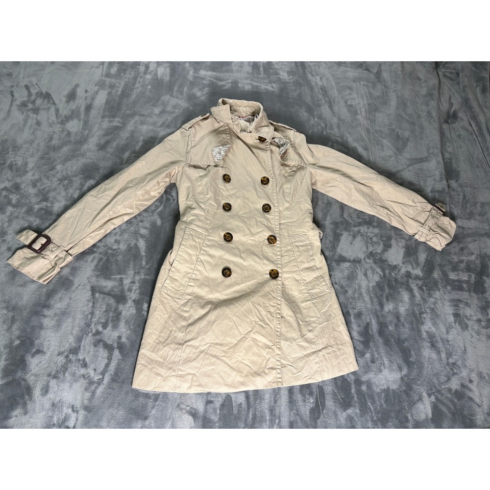 Banana Republic Womens Double Breasted Trench Coat S Khaki Tan Cotton Blend